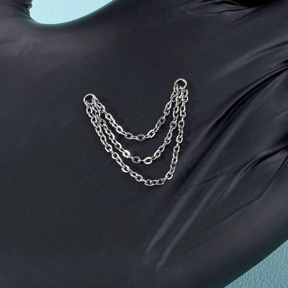 Body Jewelry Ear Piercing - Fashion Titanium Nose Chain Double Chain