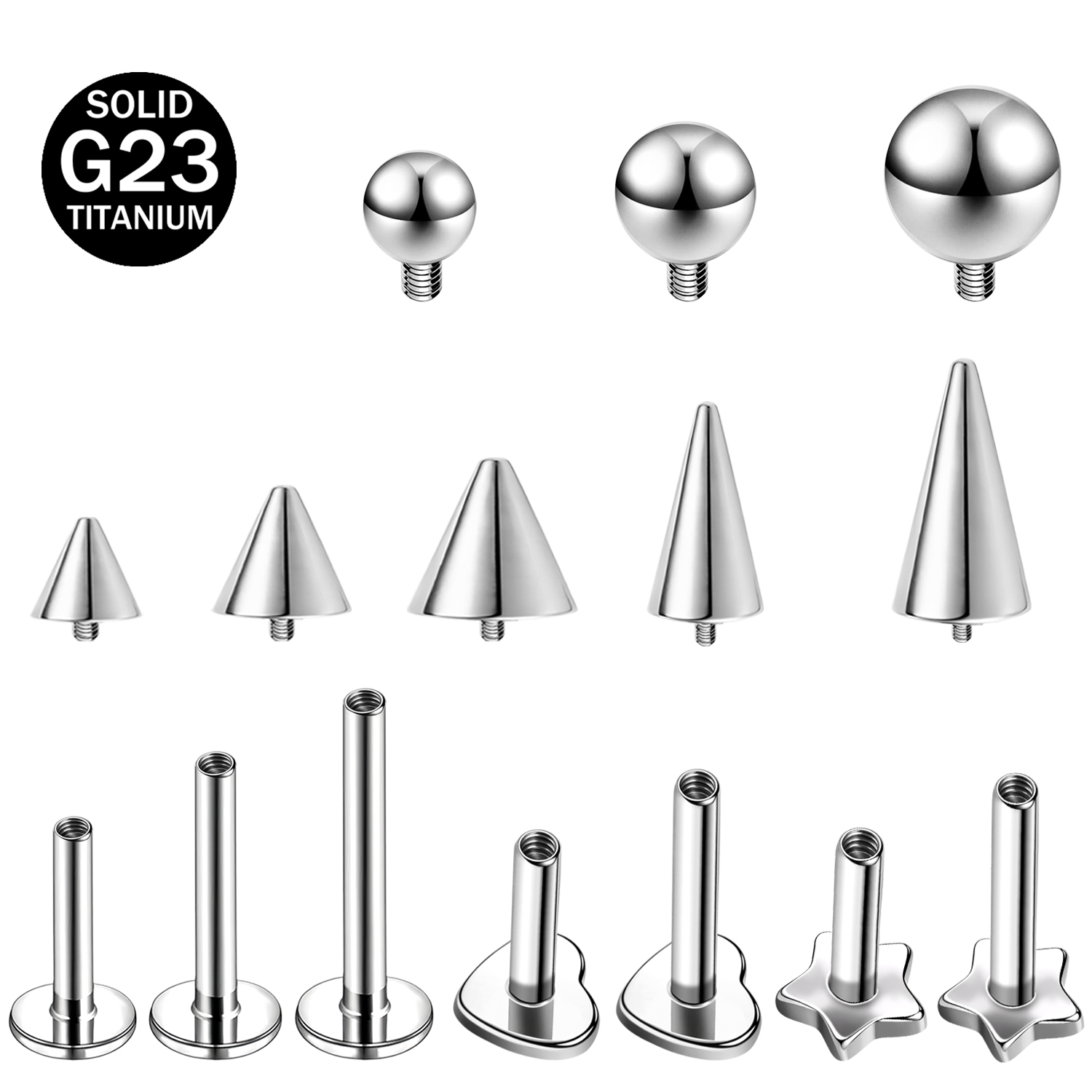 Body Jewelry Internally Threaded - ZS 1PC Star Heart Spike Lip