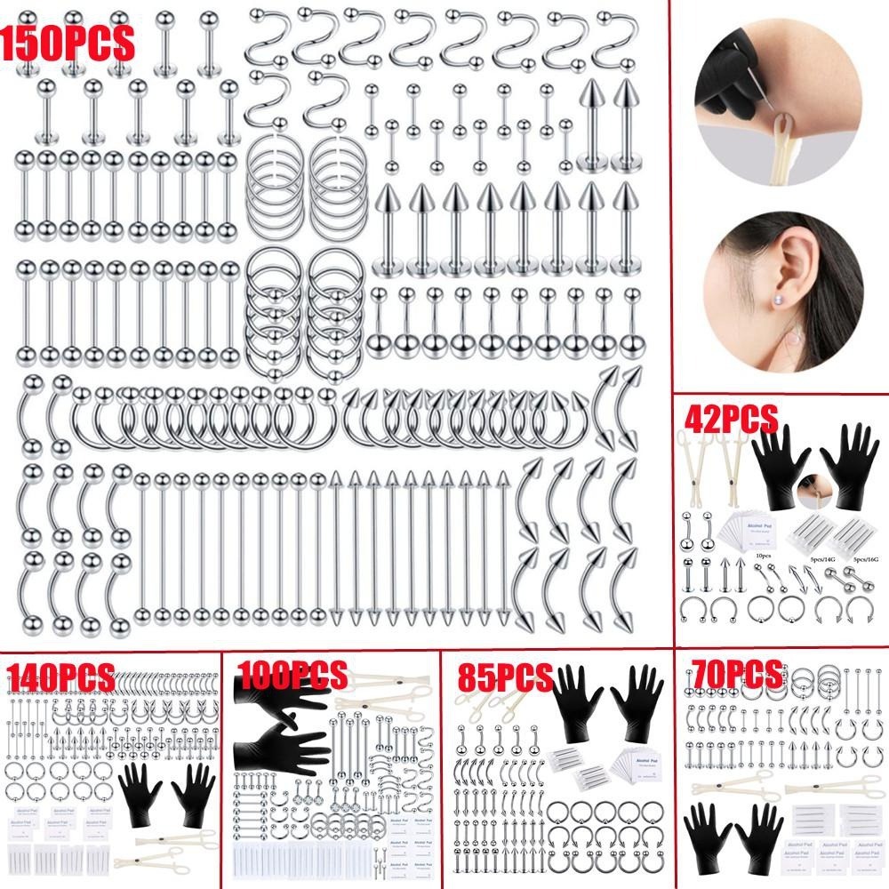 Body Jewelry Tool - 150/140/85/70/42Pcs Body Piercing Kit Jewelry Tool
