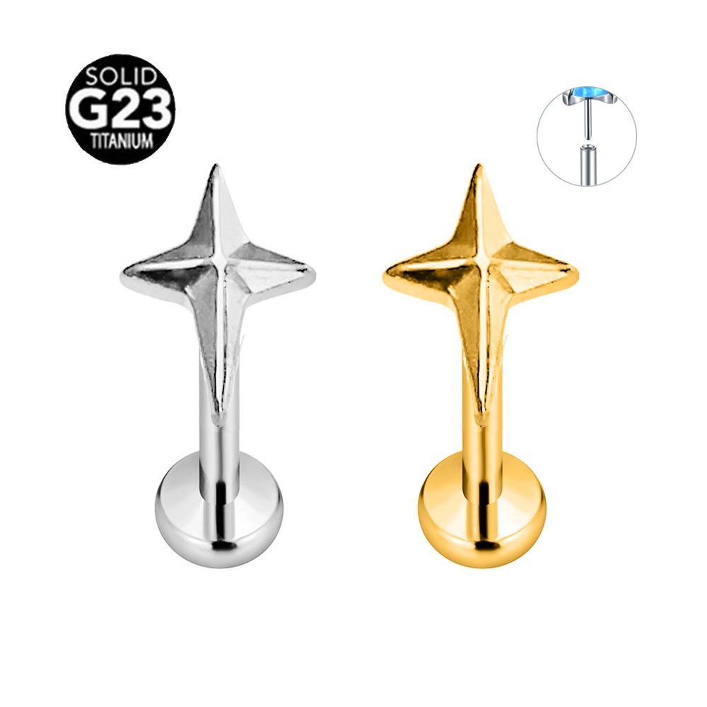 Body Jewelry Threadless - ASTM F136 G23 Titanium Star Cross
