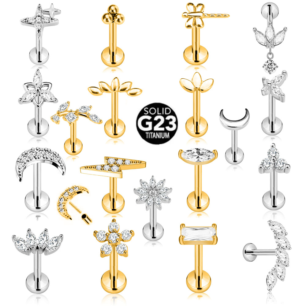 Body Jewelry Threadless - ASTM F136 G23 Titanium Flower Moon