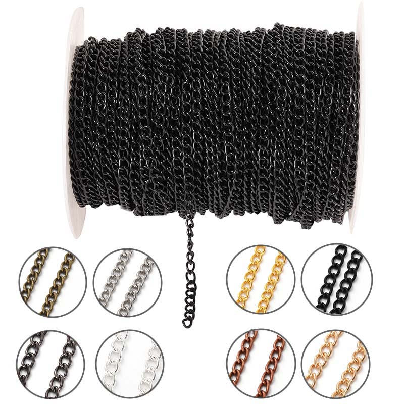 Body Jewelry Chain - 2Meters 2.5/3.5/4.5mm Metal Flat Oval Extension