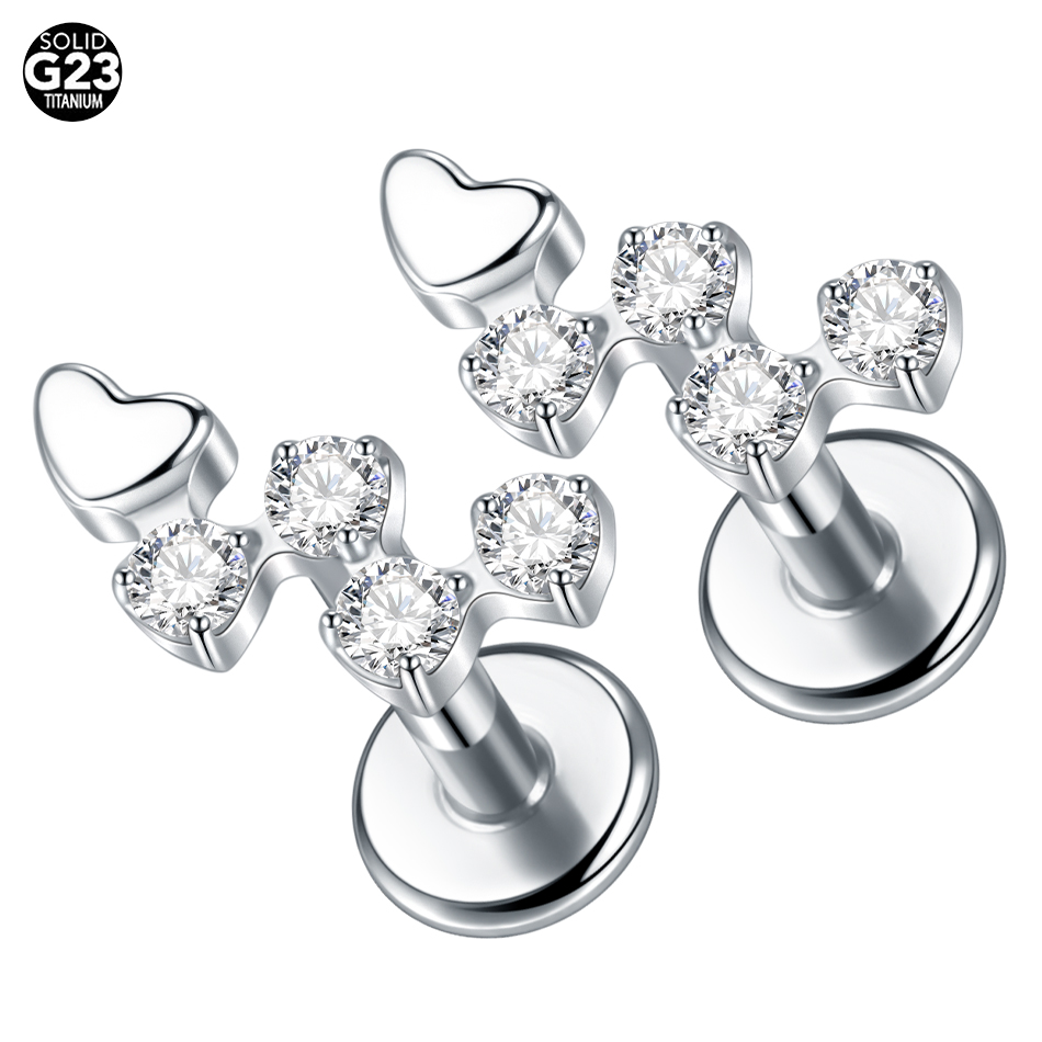 1Pc Titanium Flower Zircon Lab - Body Jewelry Internally Threaded recension och pris