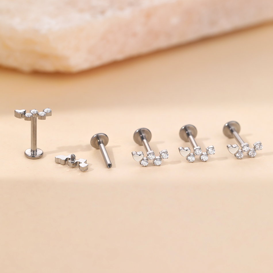 1Pc Titanium Flower Zircon Lab - Body Jewelry Internally Threaded recension och pris