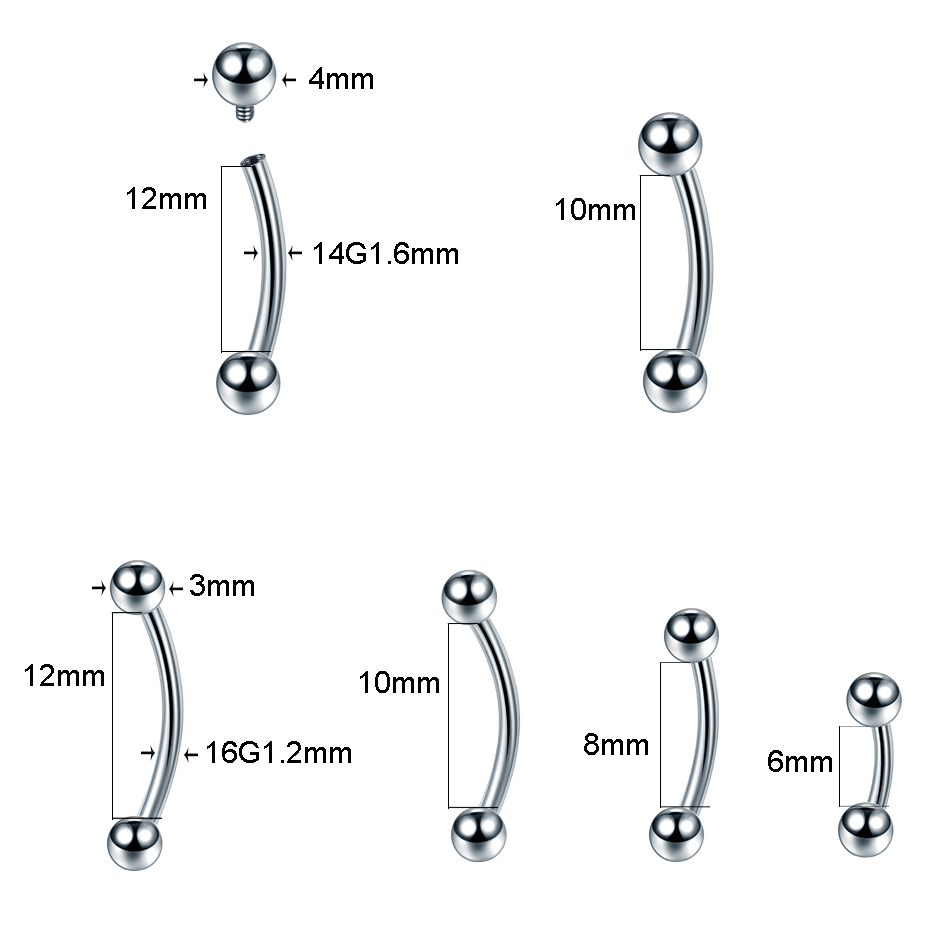 1PC 100% Titanium Eyebrow Pier - Eyebrow Curved Barbell recension och pris