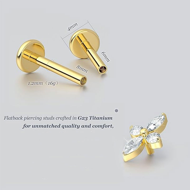 2pcs F136 G23 Titanium Cartila - Body Jewelry Threadless recension och pris