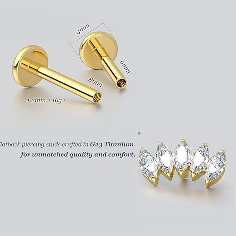 2pcs F136 G23 Titanium Cartila - Body Jewelry Threadless recension och pris