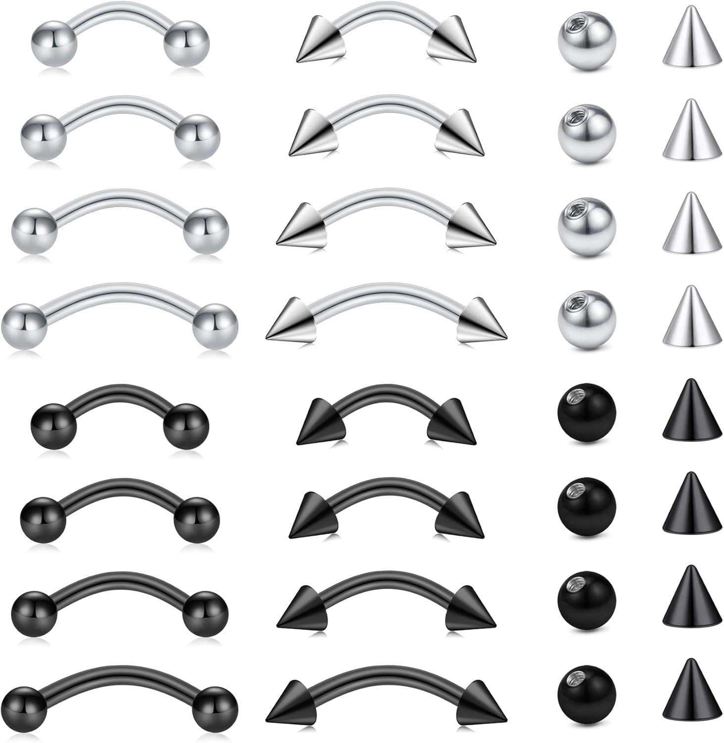 32pc/set Surgical Steel Curved - Eyebrow Curved Barbell recension och pris