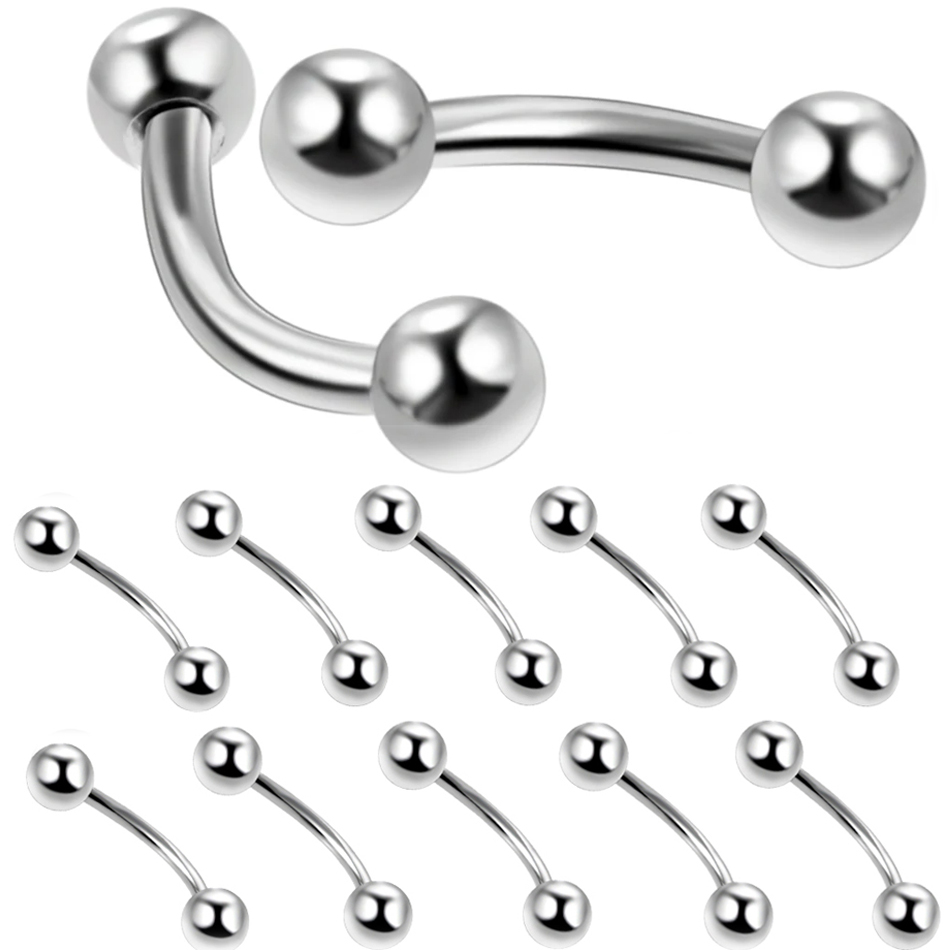 10Pcs/lot Steel Eyebrow Banana - Eyebrow Curved Barbell recension och pris