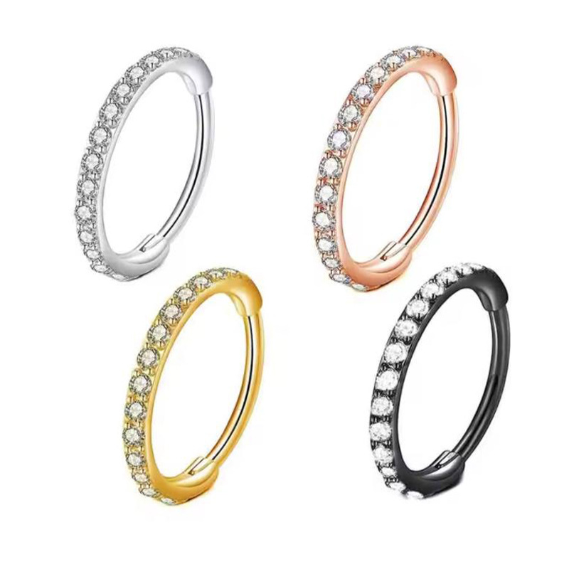 16G Clear CZ Nose Ring Hoop 31 - Body Jewelry Ear Piercing recension och pris