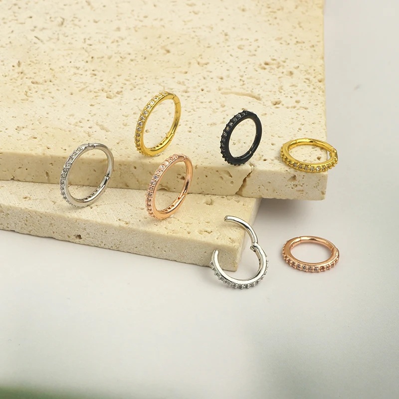 16G Clear CZ Nose Ring Hoop 31 - Body Jewelry Ear Piercing recension och pris
