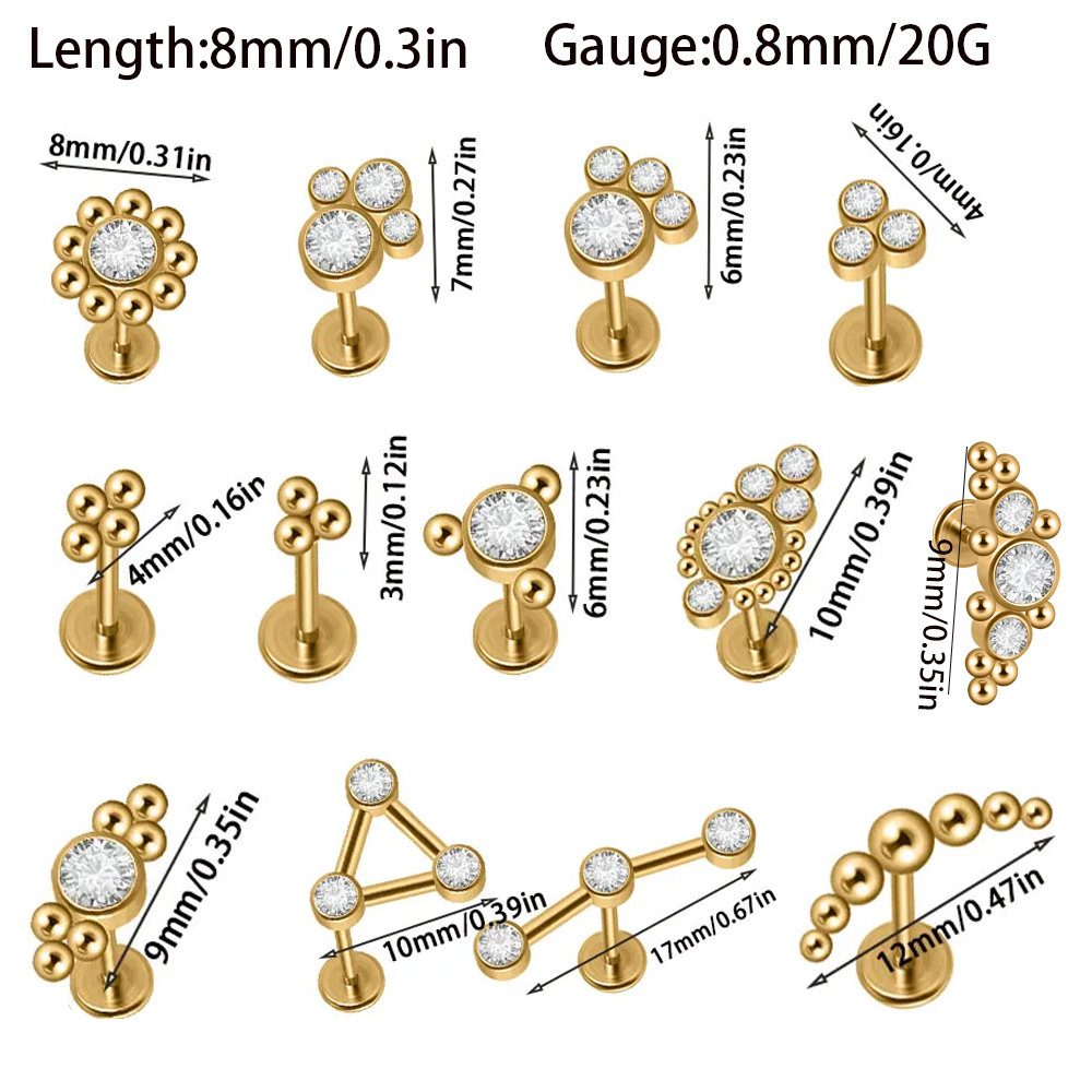 1PC Stainless Steel Gold Plate - Body Jewelry Threadless recension och pris