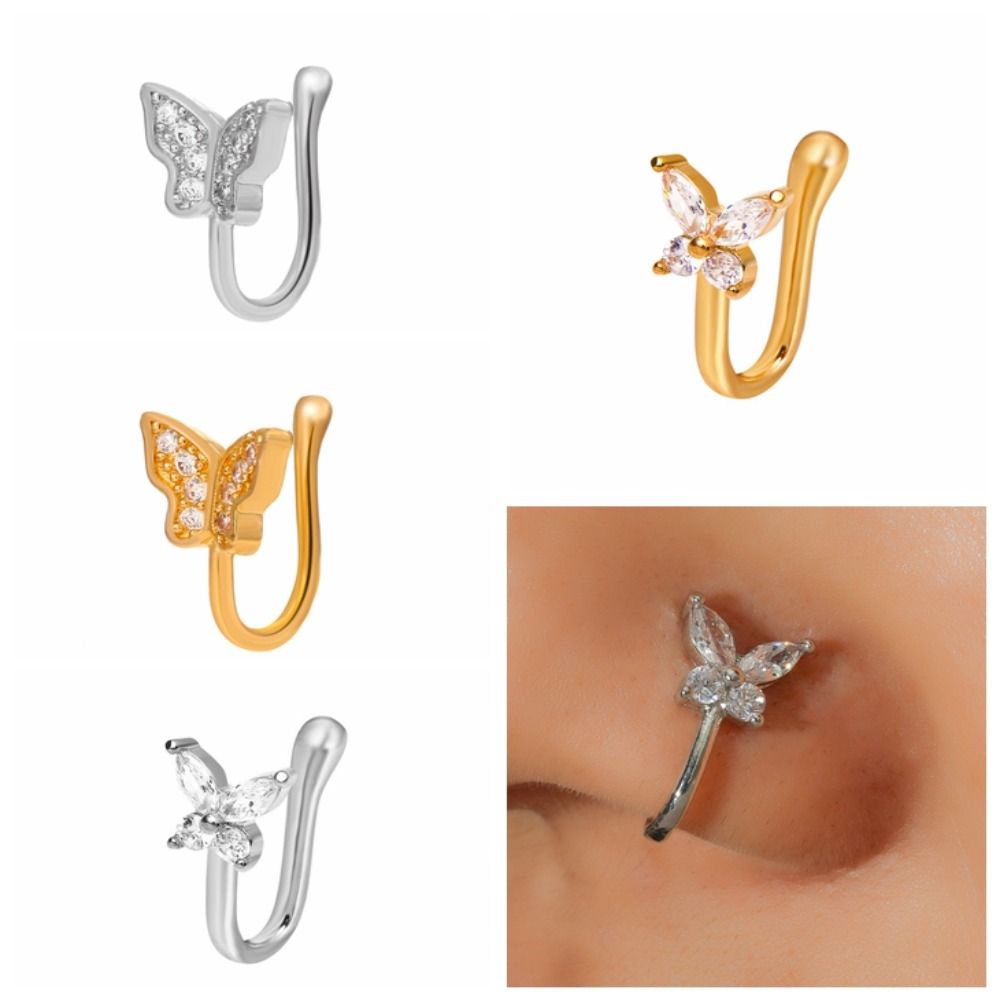 Rhinestone Butterfly Nose Ring - Body Jewelry Ear Piercing recension och pris