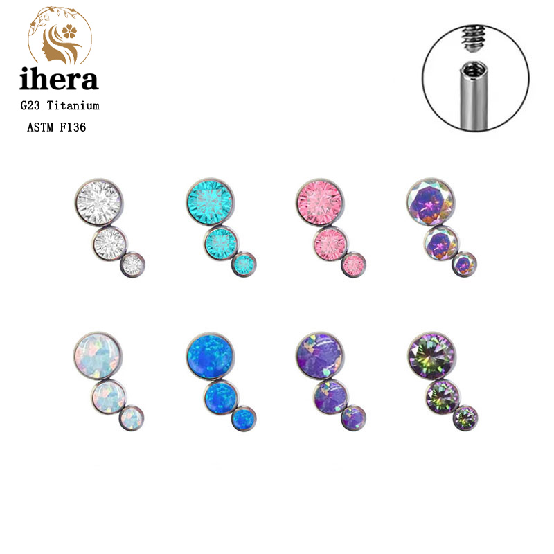 G23 Titanium Round Zircon Flat - Body Jewelry Internally Threaded recension och pris