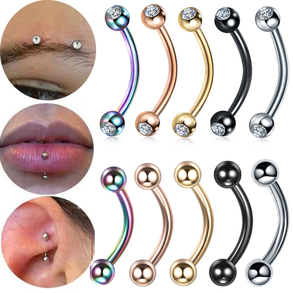 1PC Steel CZ Eyebrow Banana Pi - Eyebrow Curved Barbell recension och pris