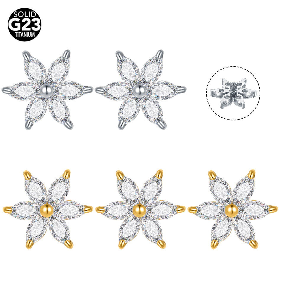 1/5PCS Titanium Crystal Flower - Body Jewelry Dermal recension och pris