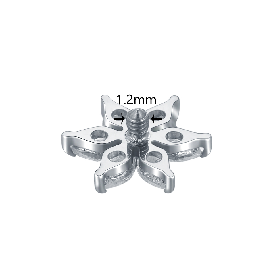 1/5PCS Titanium Crystal Flower - Body Jewelry Dermal recension och pris