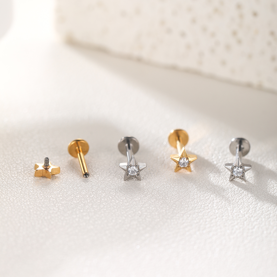 1Pc Titanium Zircon Ear Tragus - Body Jewelry Internally Threaded recension och pris