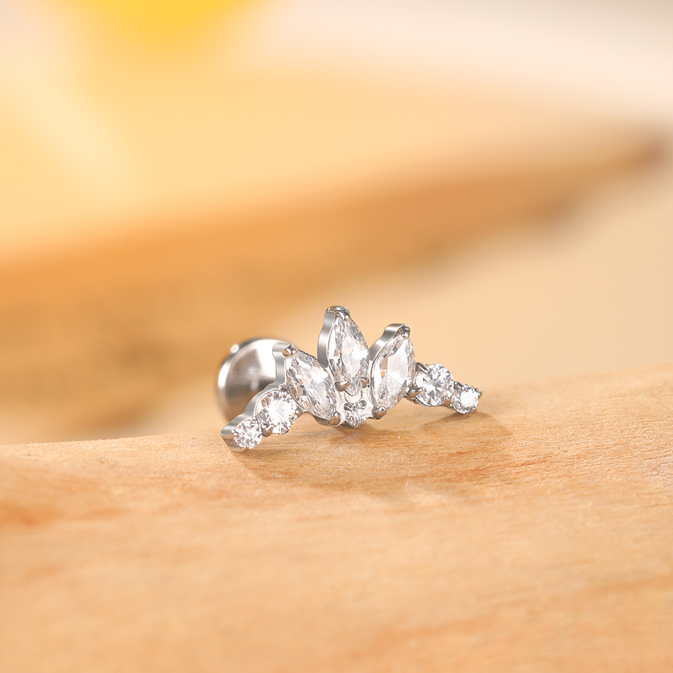 1PC Titanium Zirconia Dolphin  - Body Jewelry Internally Threaded recension och pris