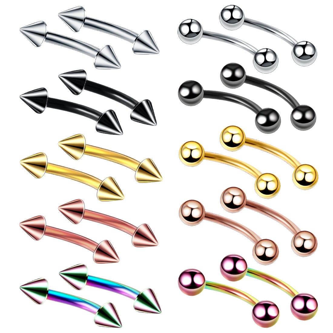 20pc/set Steel Eyebrow Banana  - Eyebrow Curved Barbell recension och pris