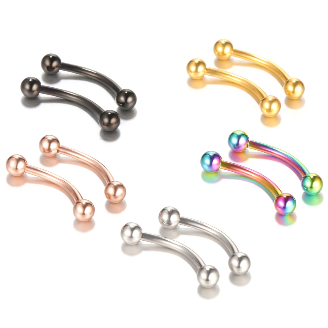 20pc/set Steel Eyebrow Banana  - Eyebrow Curved Barbell recension och pris