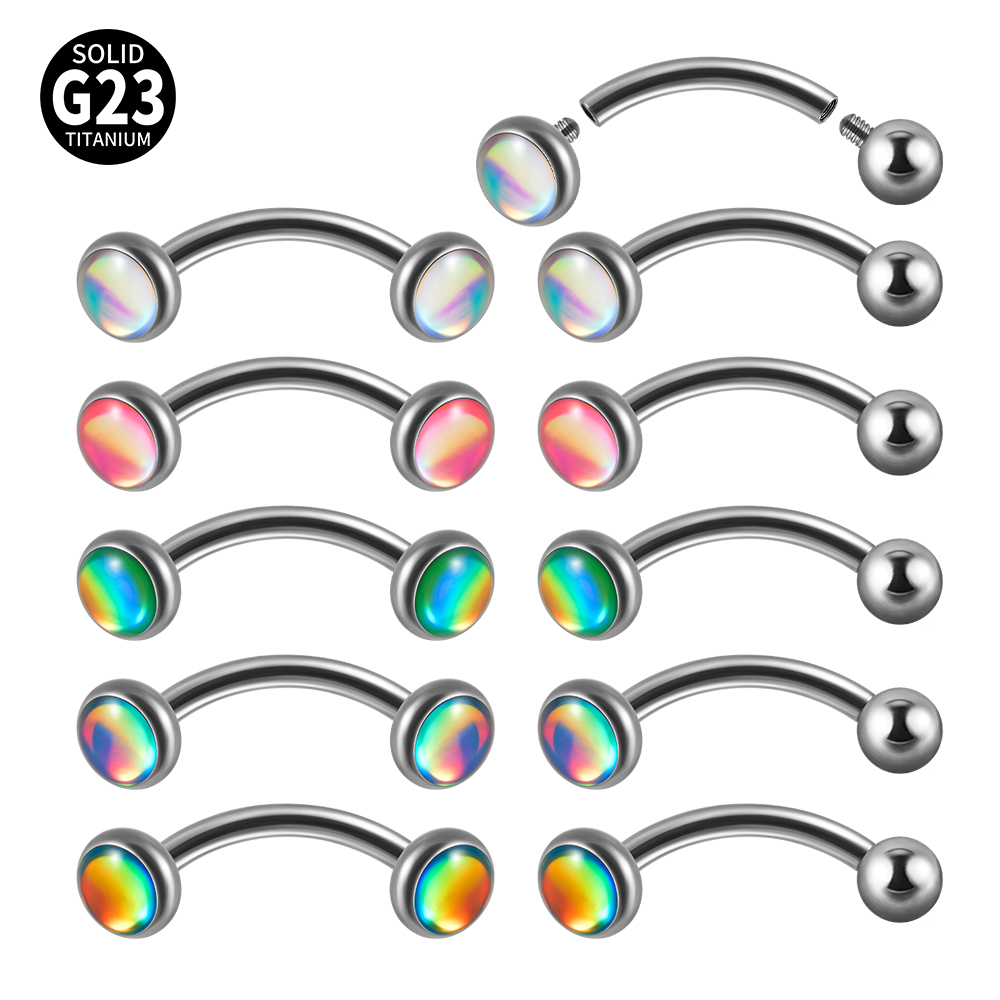 1PC G23 TItanium 16G Flash Gem - Eyebrow Curved Barbell recension och pris