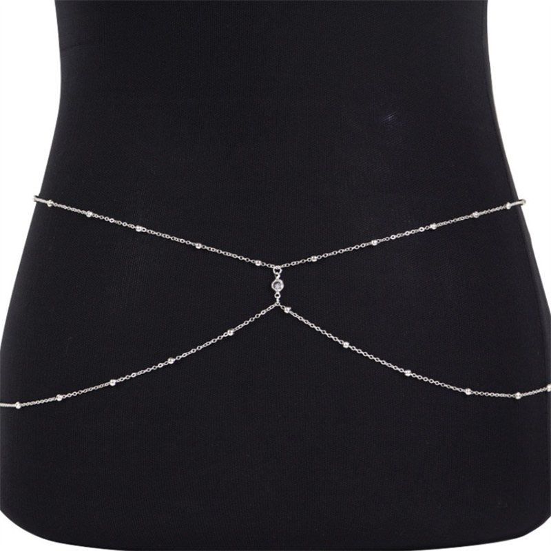 Clear Rhinestone Beaded Belly  - Body Jewelry Chain recension och pris