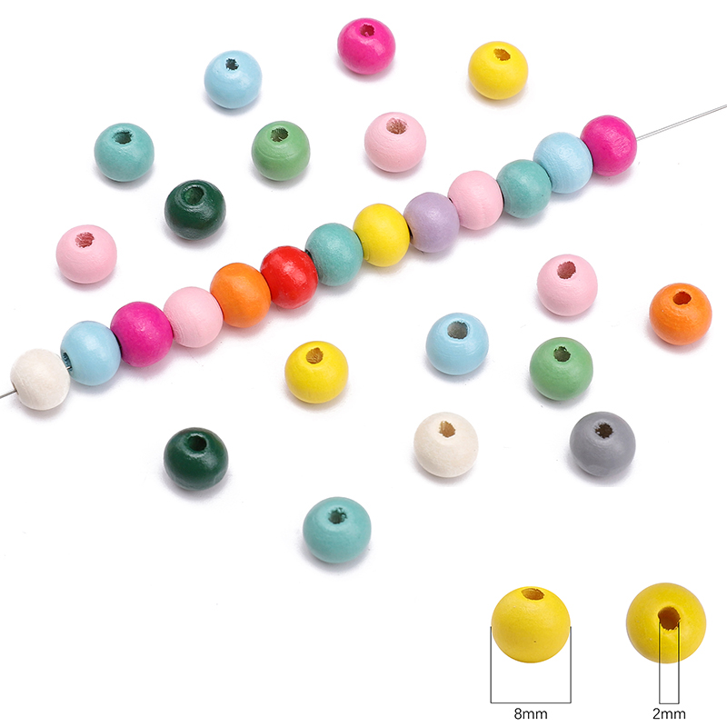 8mm 50Pcs/Bag Wooden Solid Col - Body Jewelry Unique recension och pris