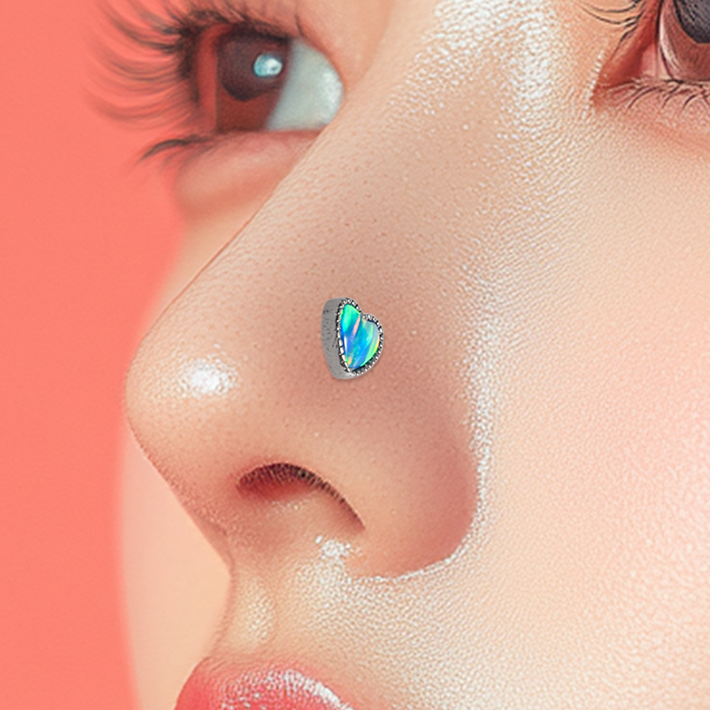 1PC Titanium Opal L Shape Nose - Body Jewelry Threadless recension och pris