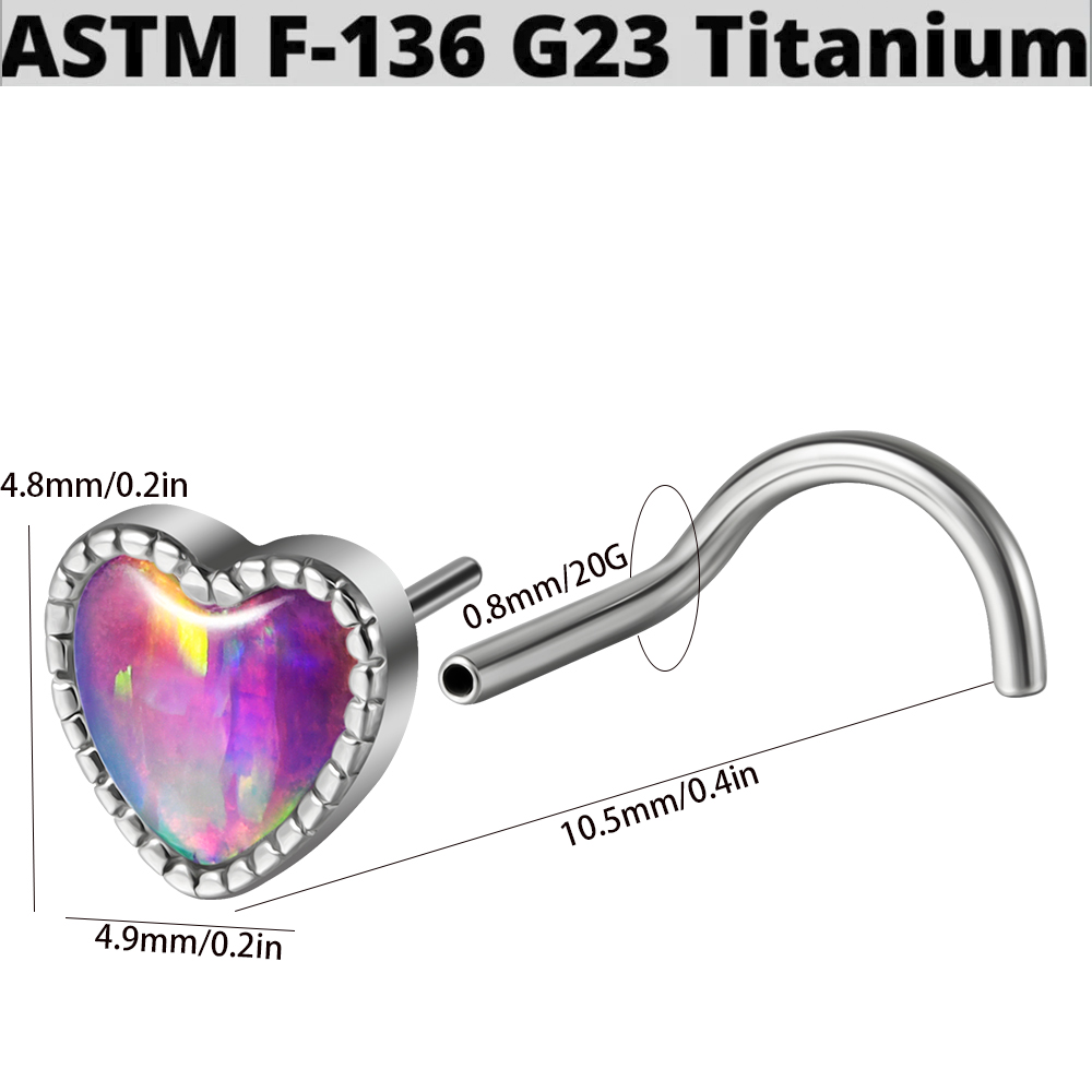1PC Titanium Opal L Shape Nose - Body Jewelry Threadless recension och pris