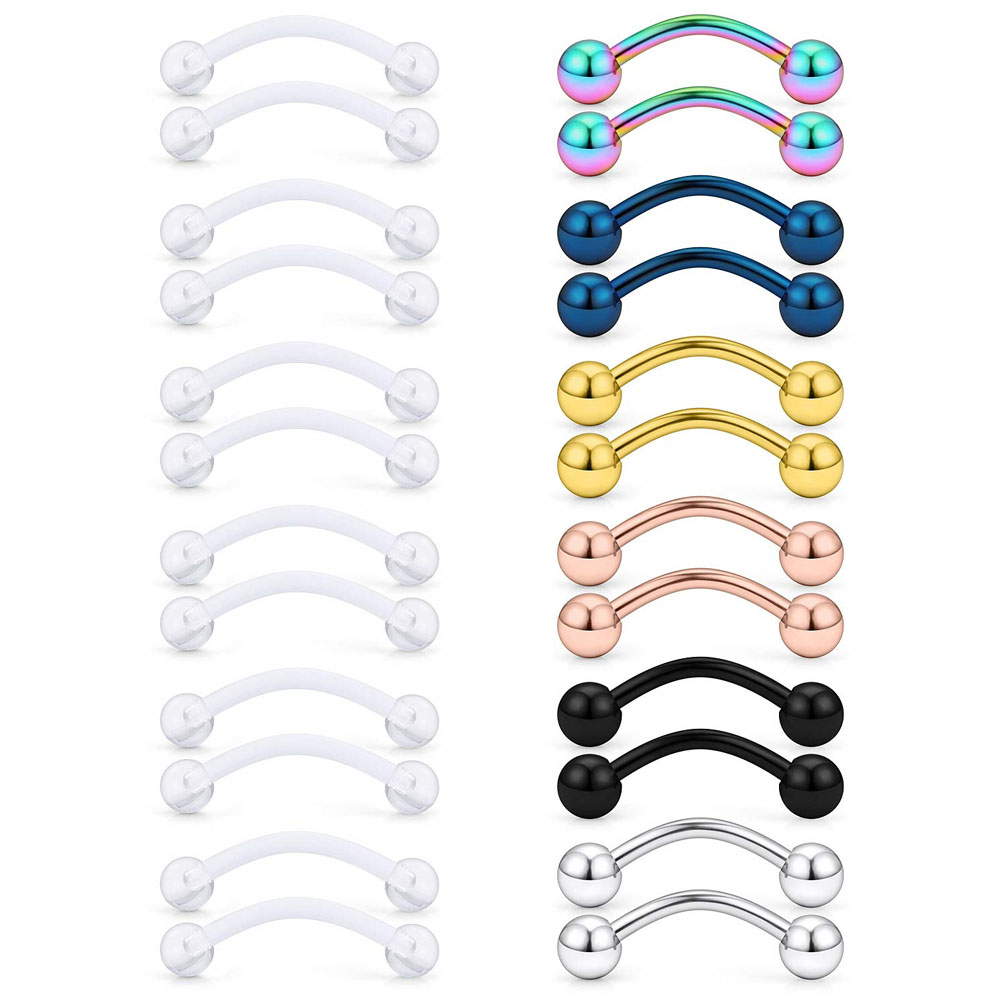 16G Clear Acrylic Bioflex Stai - Eyebrow Curved Barbell recension och pris