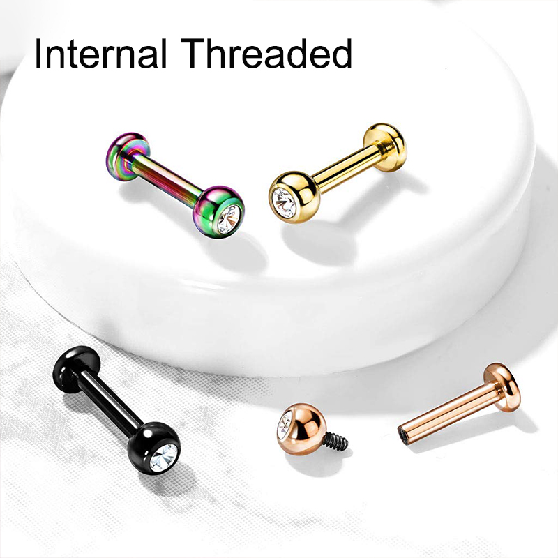 16G Surgical Steel Ball Top CZ - Body Jewelry Ear Piercing recension och pris