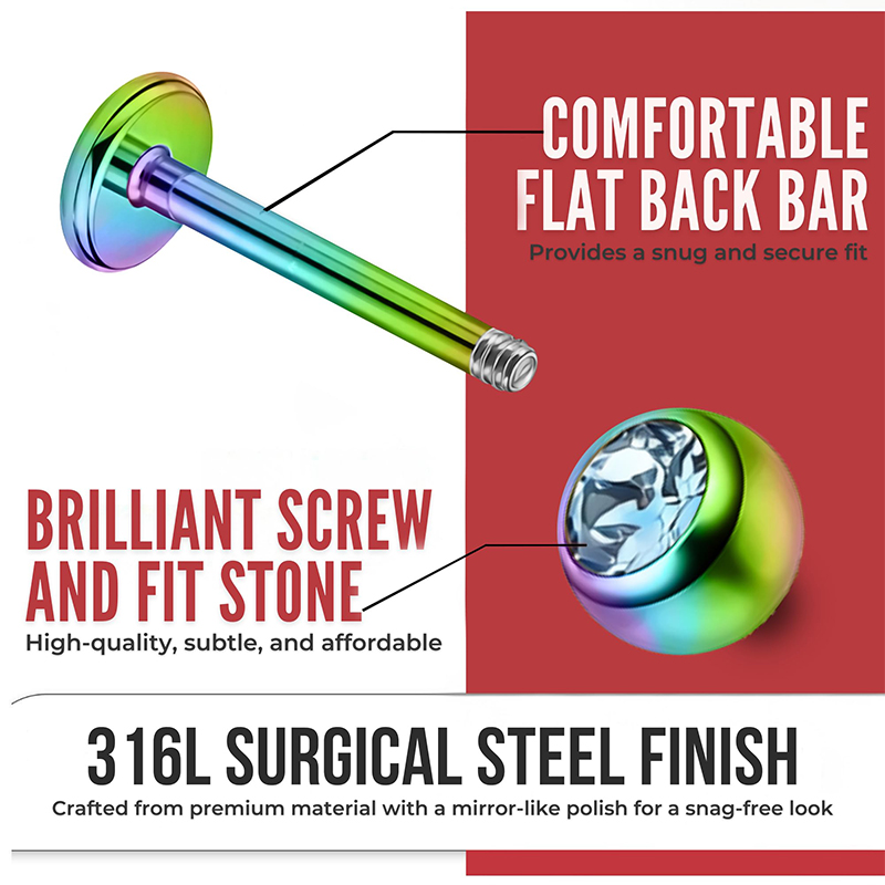16G Surgical Steel Ball Top CZ - Body Jewelry Ear Piercing recension och pris