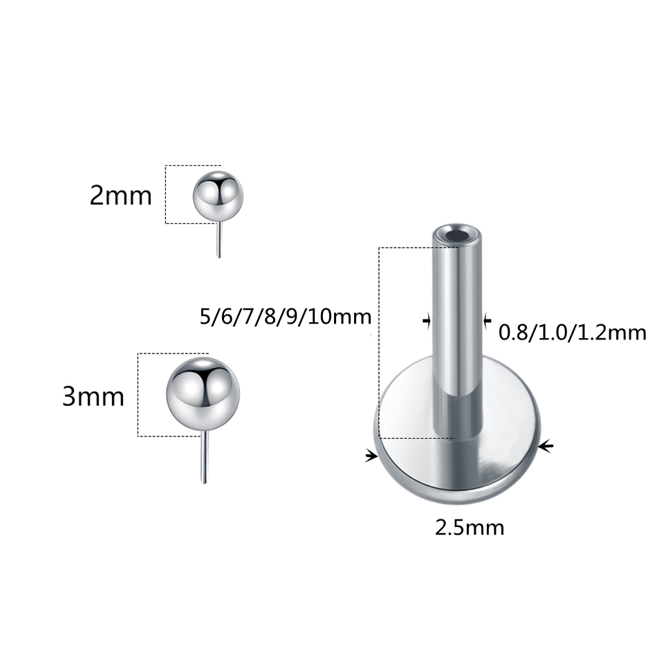 1/10pcs Titanium Push-in Balls - Body Jewelry Threadless recension och pris