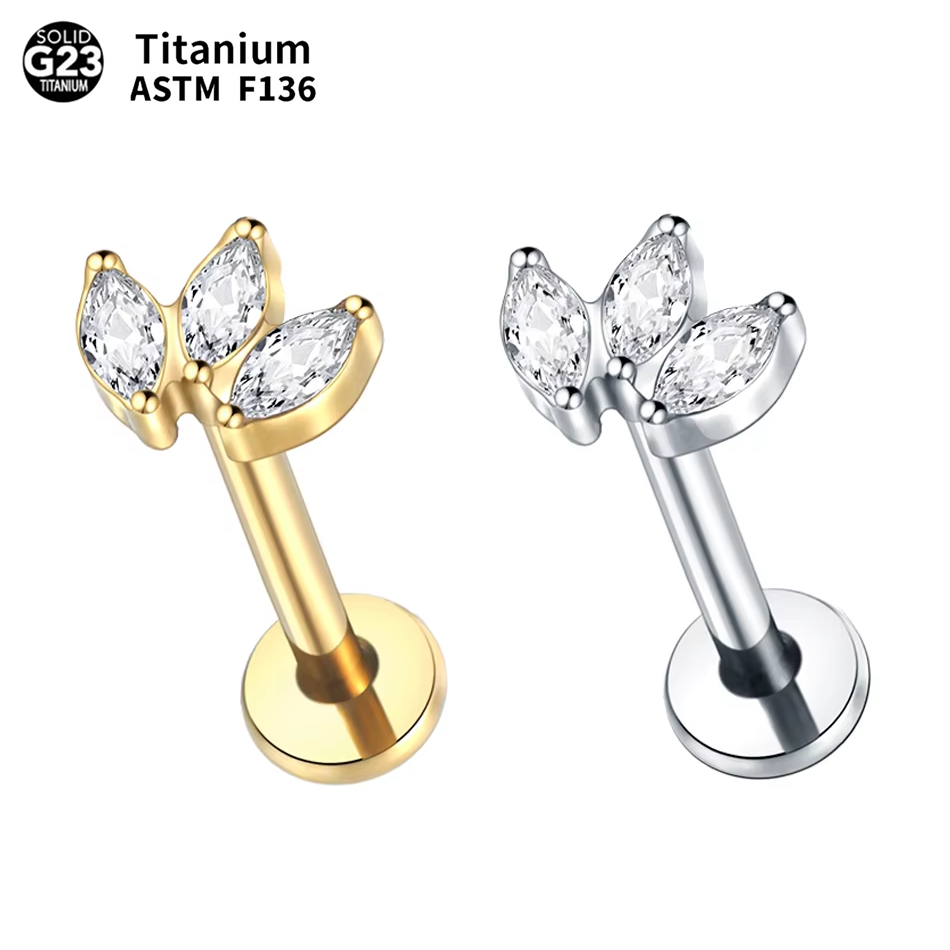 1pc Labret Piercing Titanium L - Body Jewelry Internally Threaded recension och pris