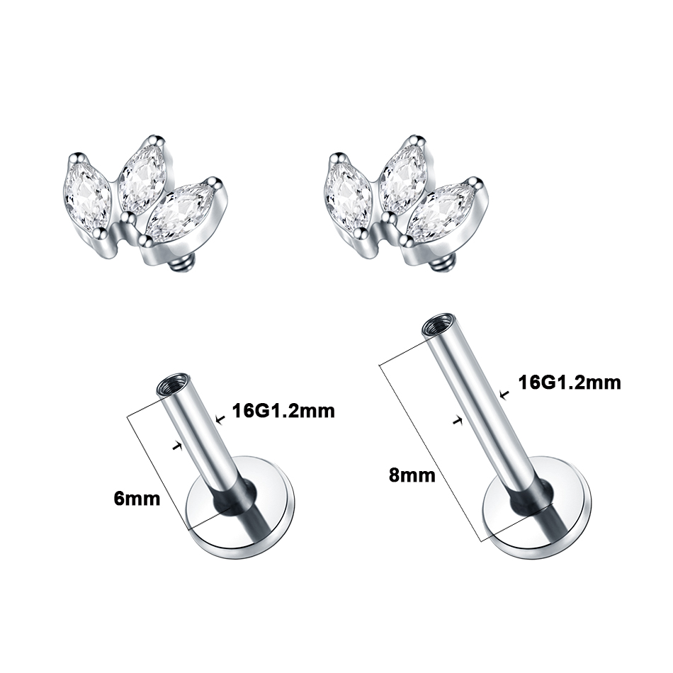 1pc Labret Piercing Titanium L - Body Jewelry Internally Threaded recension och pris