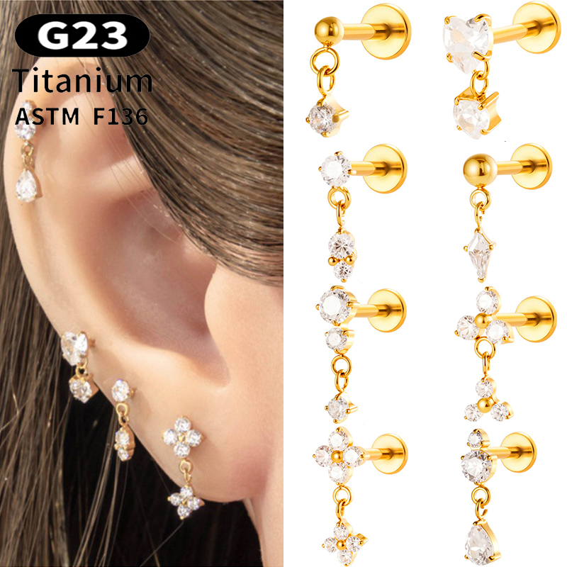 1PC G23 Titanium 16G Labret St - Body Jewelry Threadless recension och pris