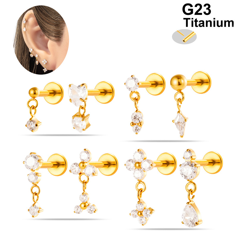 1PC G23 Titanium 16G Labret St - Body Jewelry Threadless recension och pris