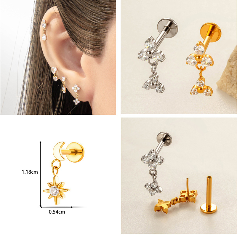 1PC G23 Titanium 16G Labret St - Body Jewelry Threadless recension och pris