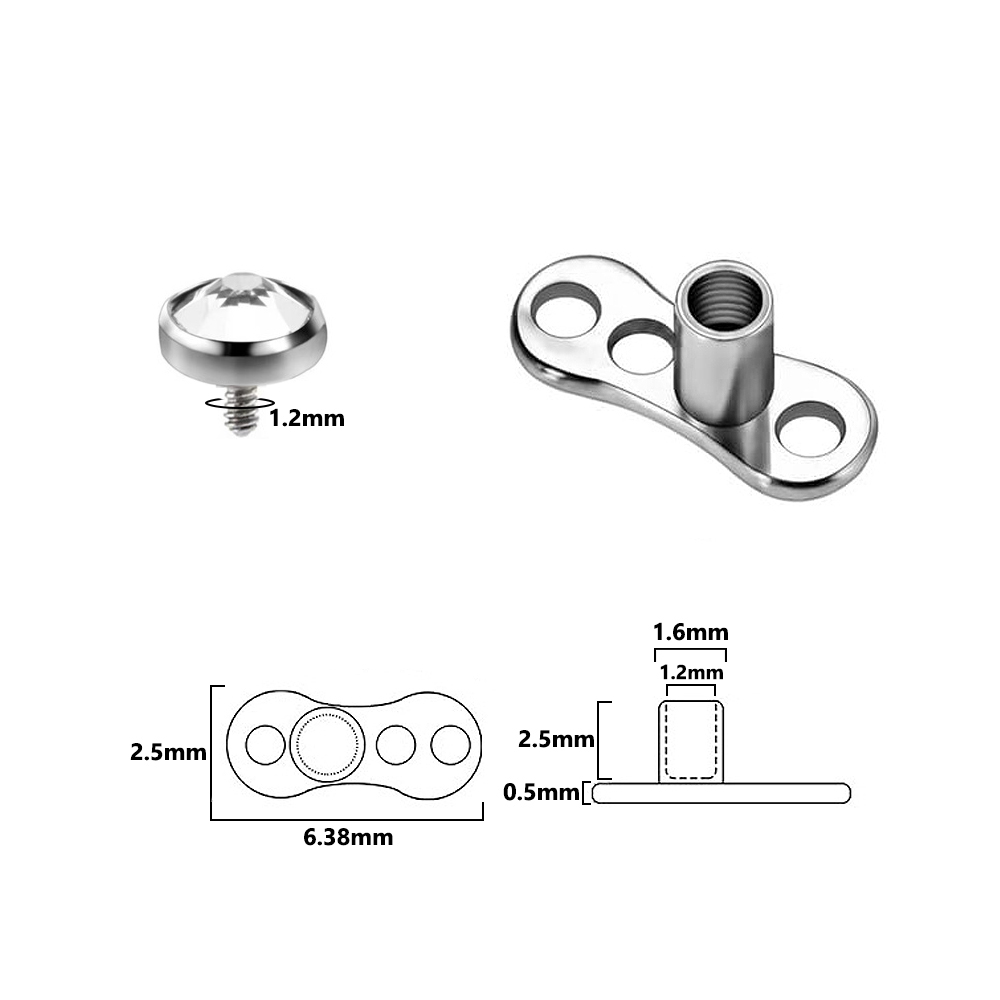9PCS-1PC Surgical Steel Skin D - Body Jewelry Dermal recension och pris